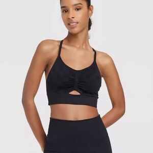 JoyLab Black Compression Sports Bra with Strappy Details